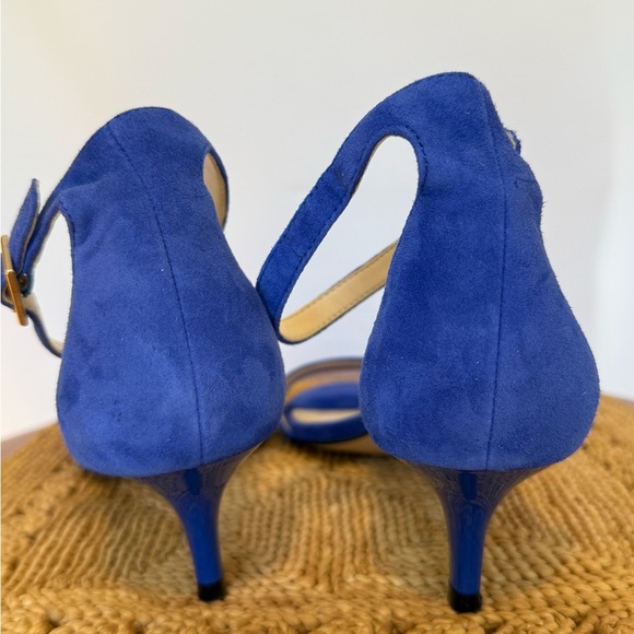 Nine West Royal Blue Suede Ankle Strap Heels Size 8 Kitten Heels - Picture 7 of 10